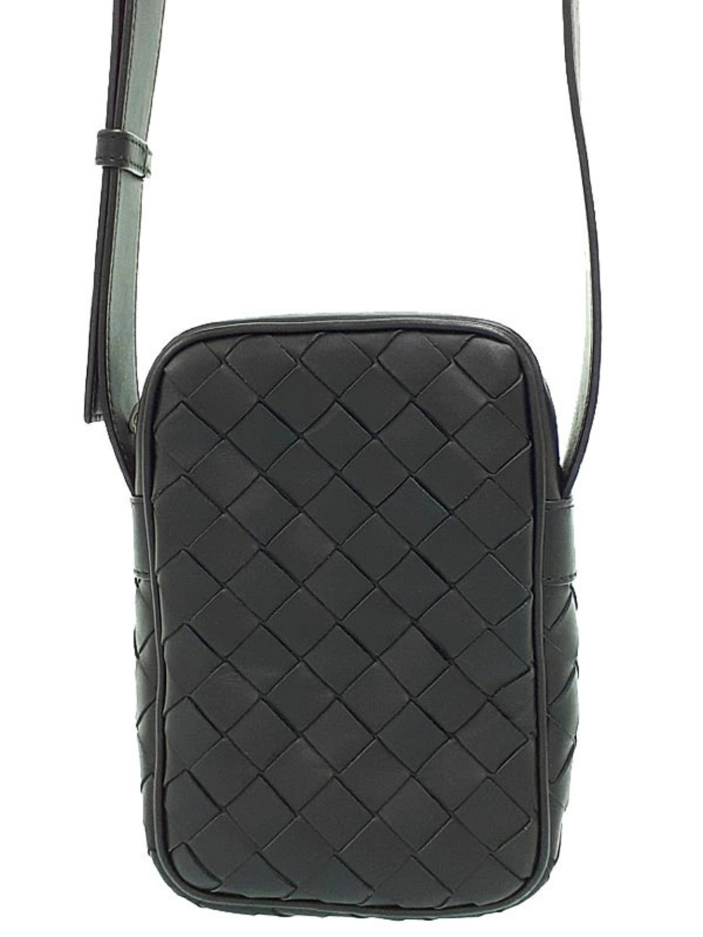 Bottega Veneta Intrecciato Zipped Phone Pouch black calfskin leather
